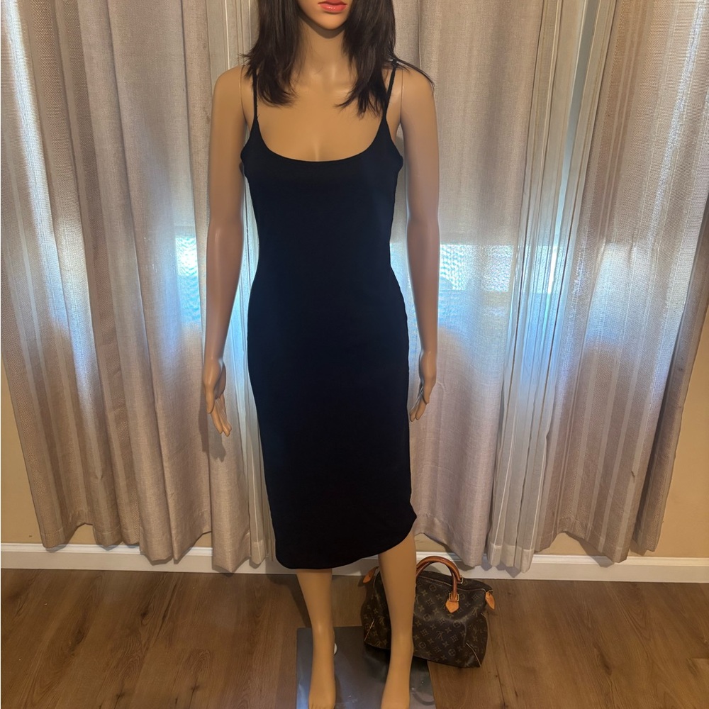 Casual Black Sleeveless Midi Dress